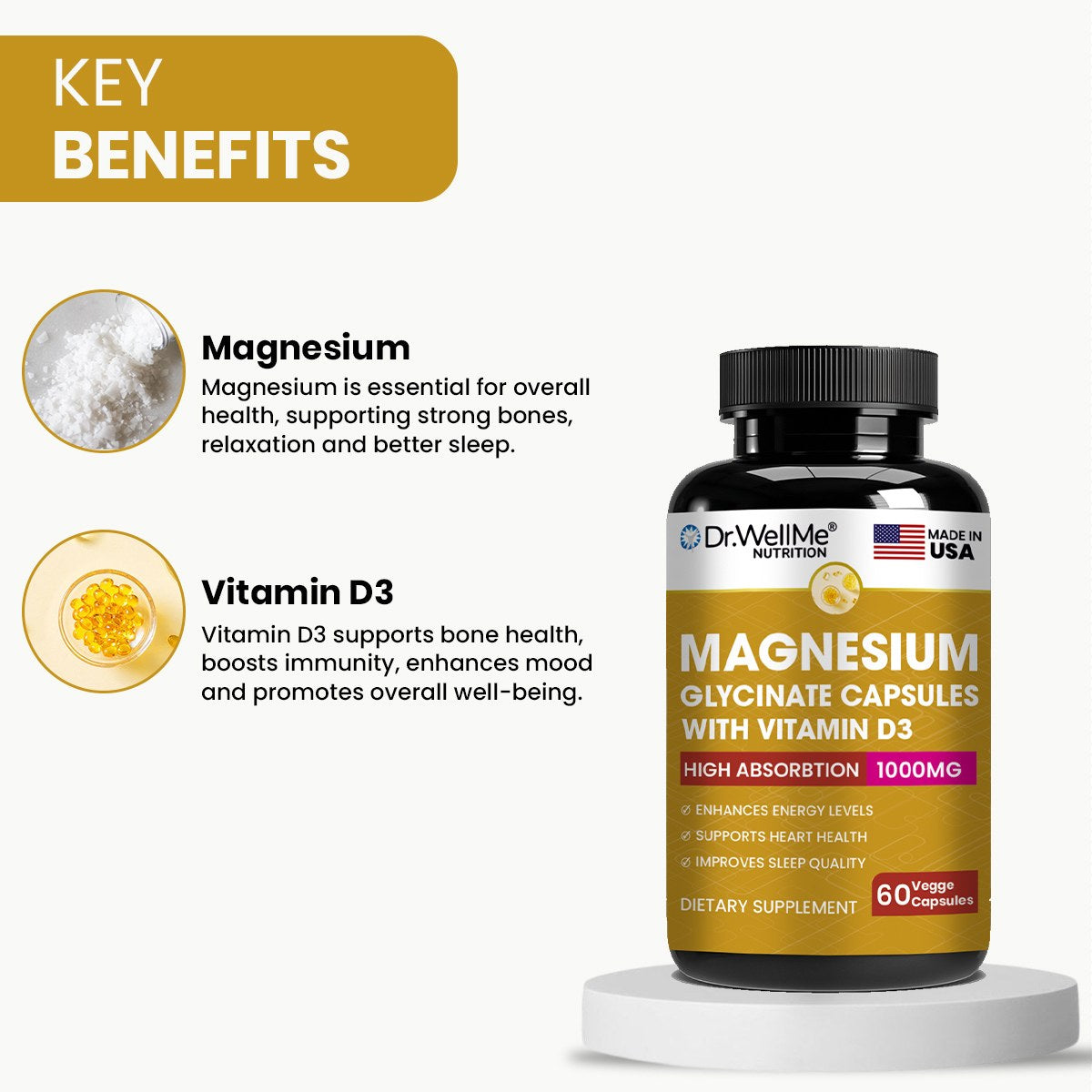 Magnesium Glycinate with Vitamin D3 Capsules