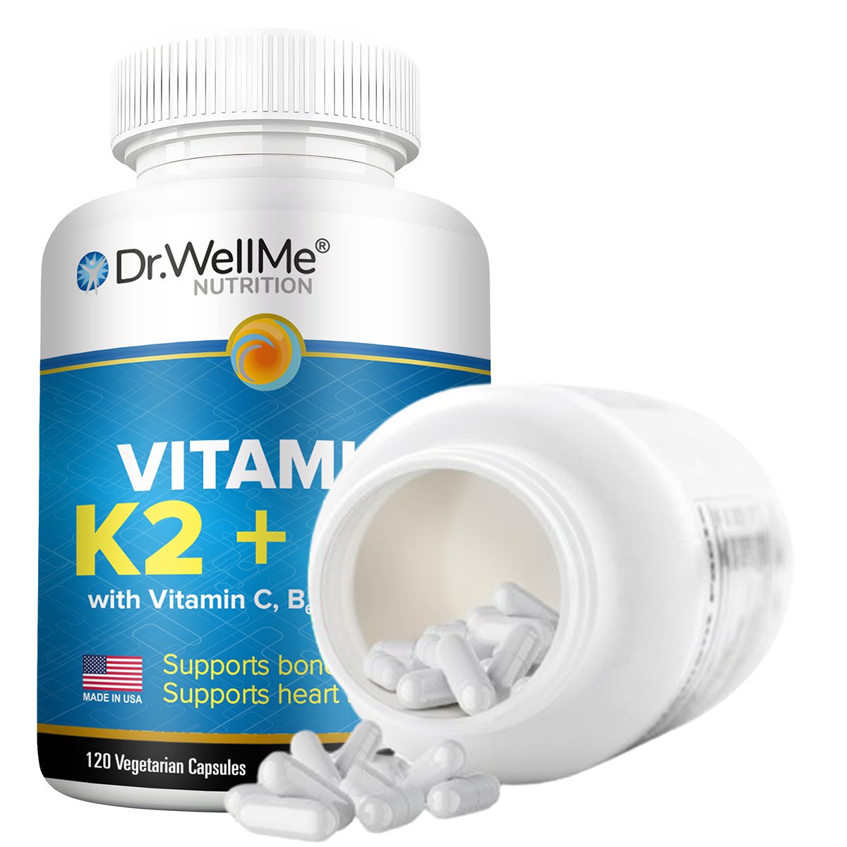 Vitamin D3+K2 with C, B6, B12 & Zinc - 120 Capsules