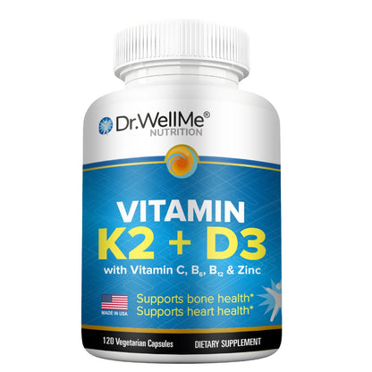 Vitamin D3+K2 with C, B6, B12 & Zinc - 120 Capsules