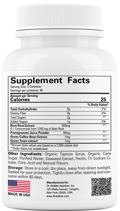 Dr.WellMe Beetroot 300mg Gummies - Natural Pomegranate Cherry Flavor