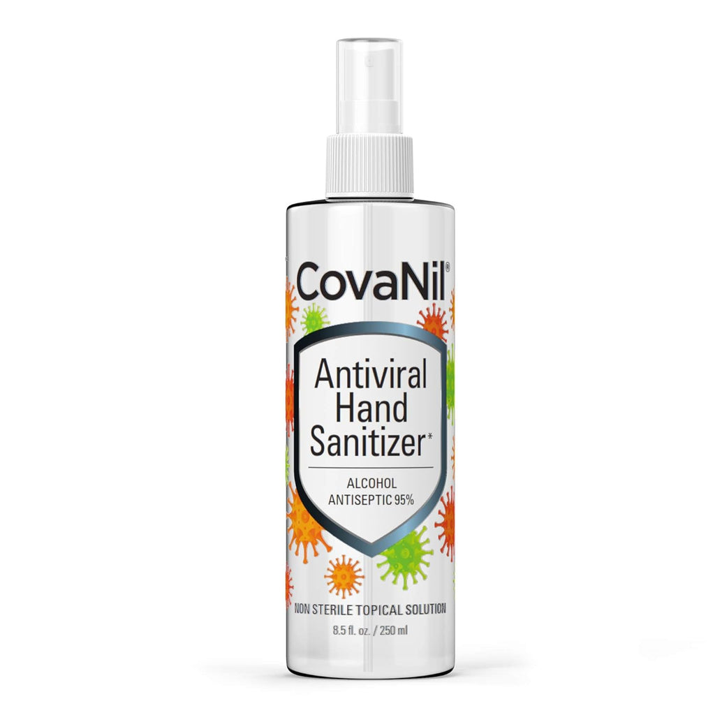 CovaNil™️ Premium Antiviral Hand Sanitizer Spray - 95% Alcohol Effective Against Viruses & Bacteria, Kills 99.9% of Germs. 1-8.5 oz Bottle