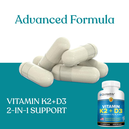 Vitamin D3+K2 with C, B6, B12 & Zinc - 120 Capsules