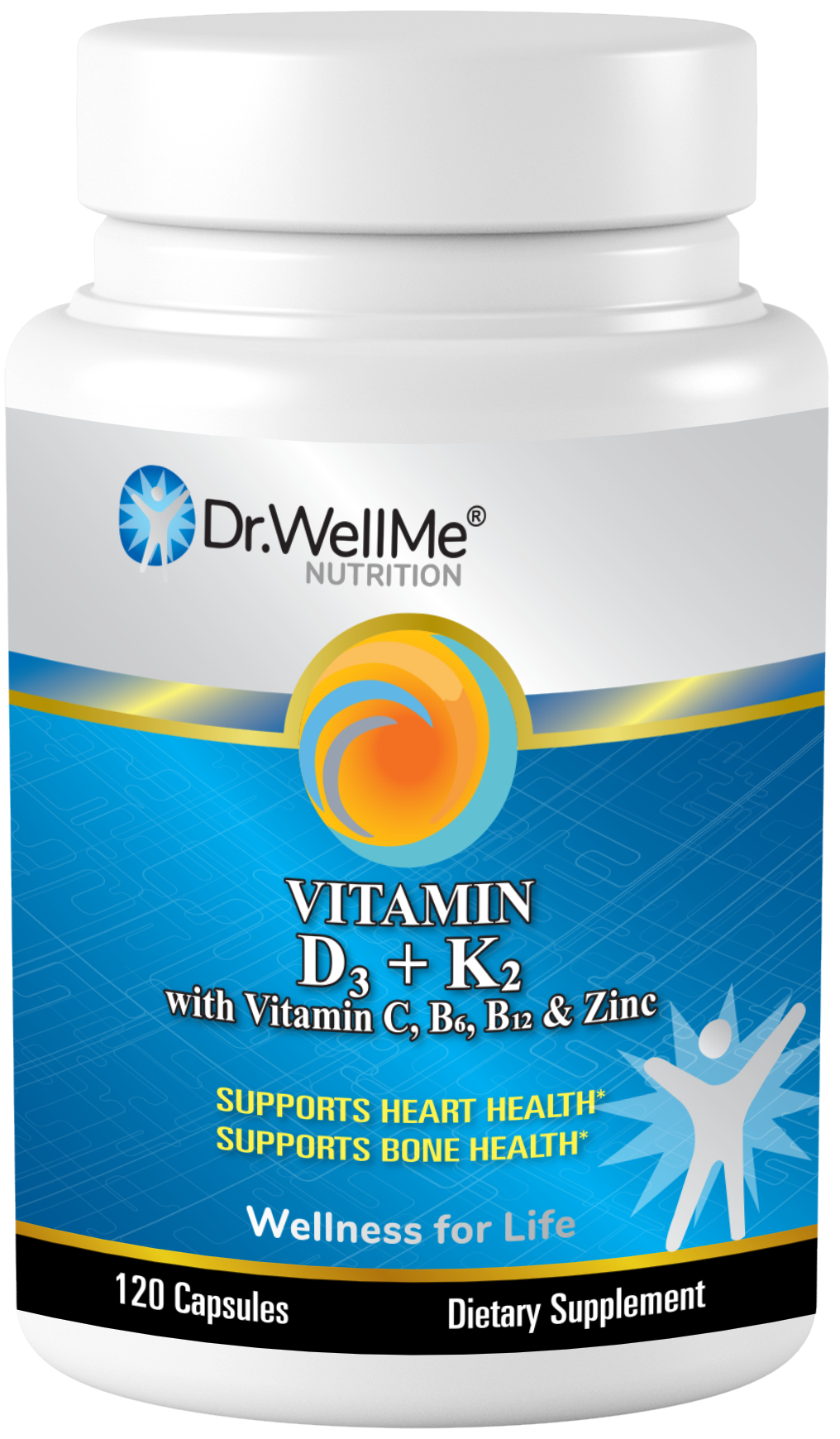 Dr.WellMe Vitamin D3 + K2 with Vitamin C, B6, B12 & Zinc Capsules