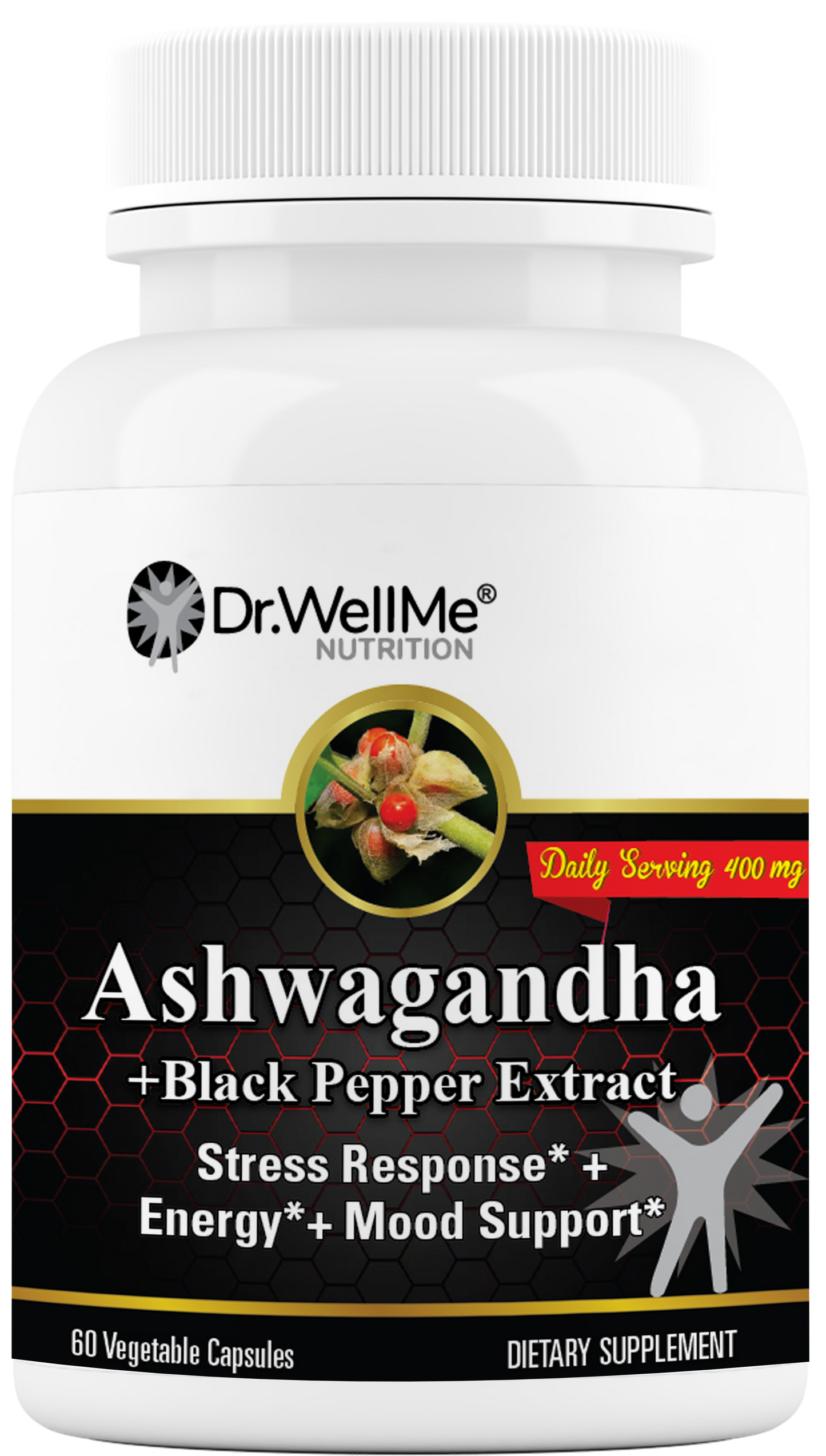 Dr.WellMe Ashwagandha + Black Pepper Extract Capsules