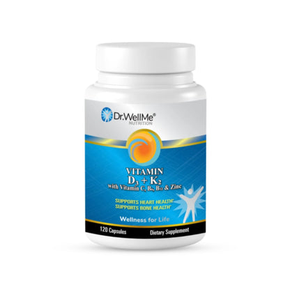 Vitamin D3+K2 with C, B6, B12 & Zinc - 120 Capsules