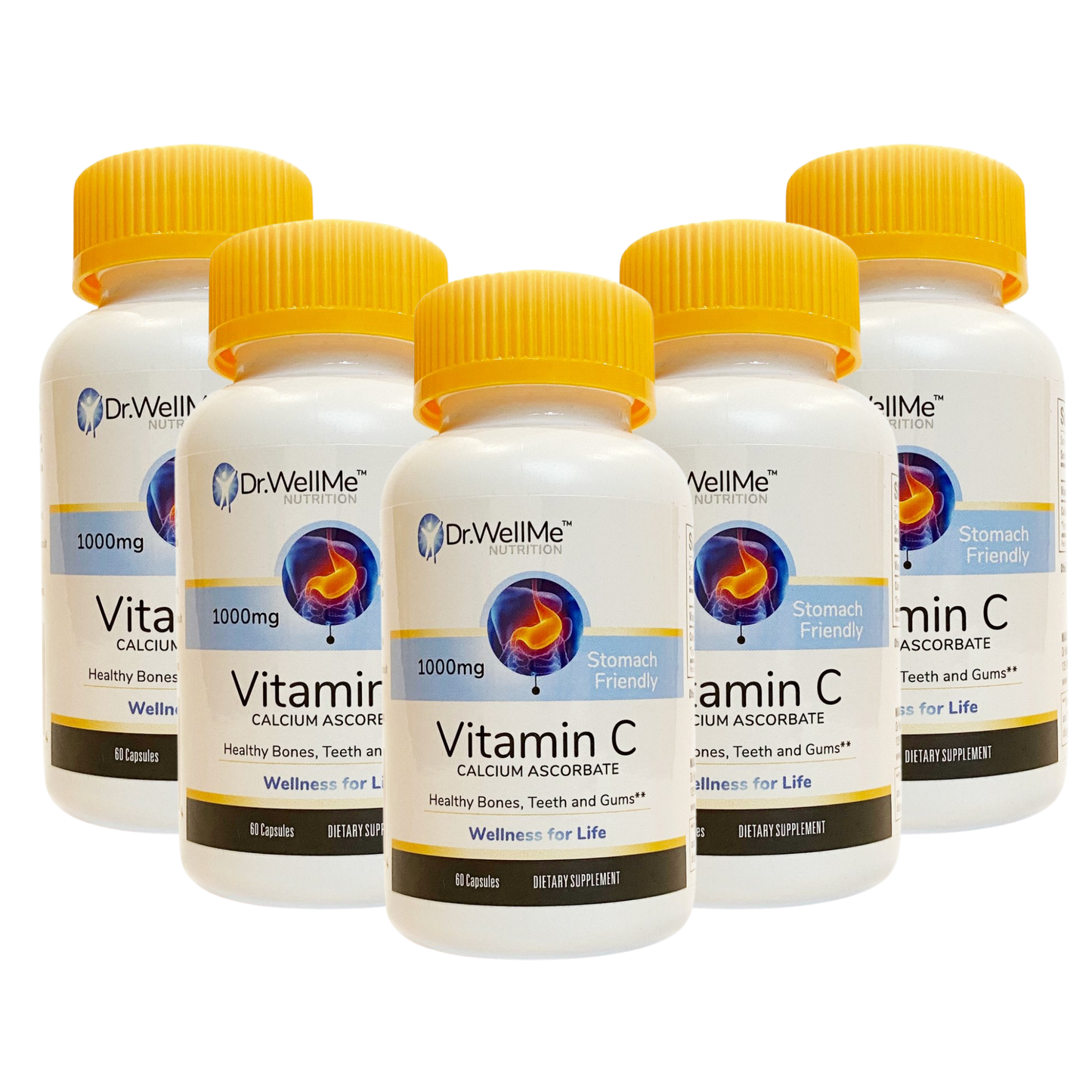 Vitamin C Calcium Ascorbate 1000 mg Stomach Friendly (5 Bottles)